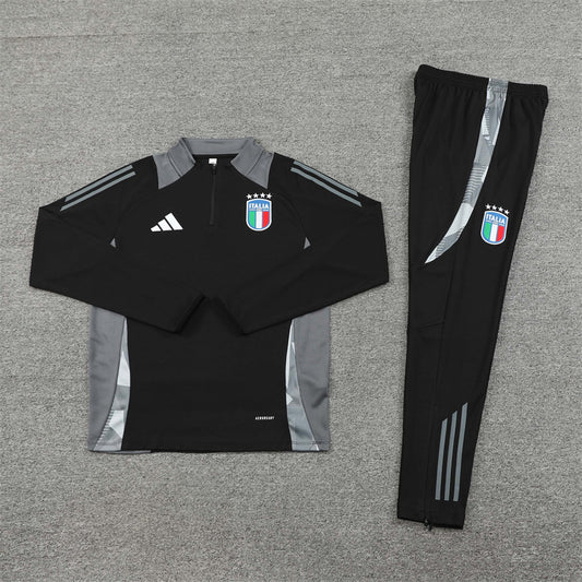 2025 Italy Black 1/4 Zip Tracksuit