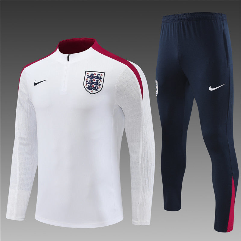 2025 England White, Red And Blue 1/4 Zip Tracksuit