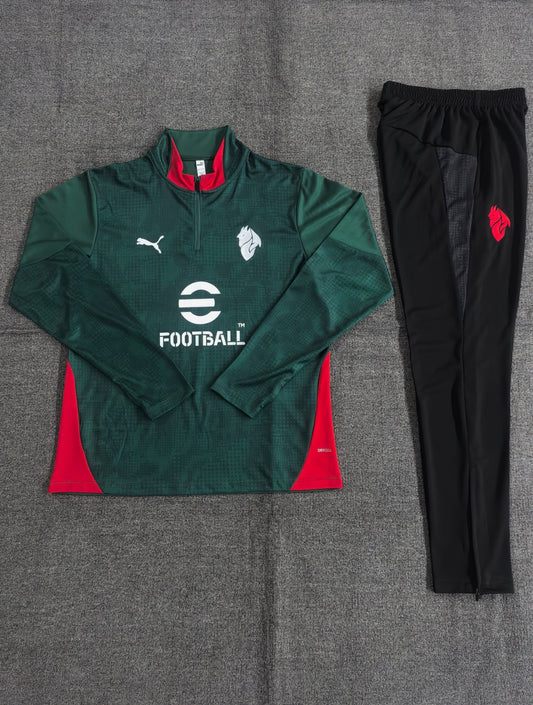 25/26 AC Milan Green/Black 1/4 Zip Tracksuit