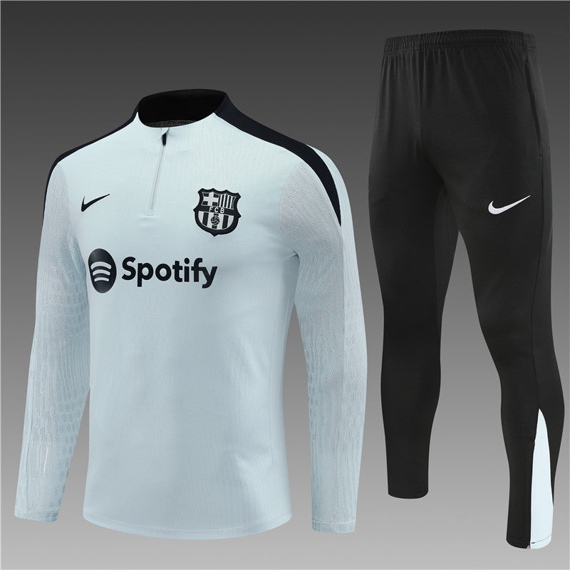24/25 FC Barcelona Grey And Black 1/4 Zip Training Tracksuit