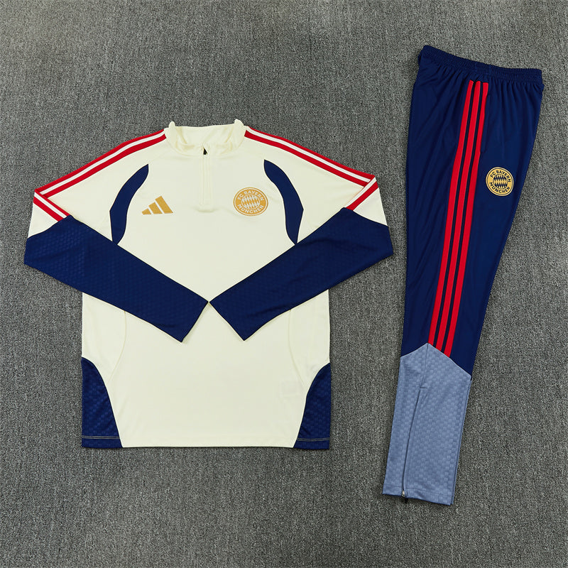 26/27 FC Bayern Munich Cream And Blue 1/4 Zip Tracksuit