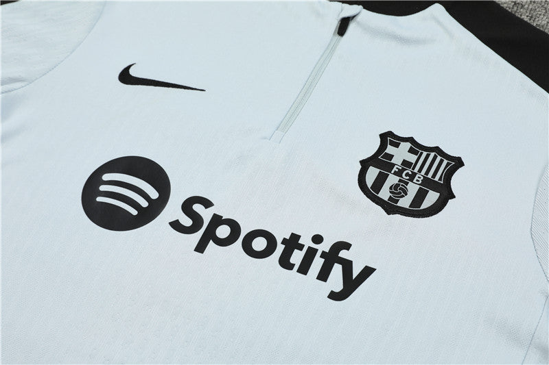 24/25 FC Barcelona Grey And Black 1/4 Zip Training Tracksuit