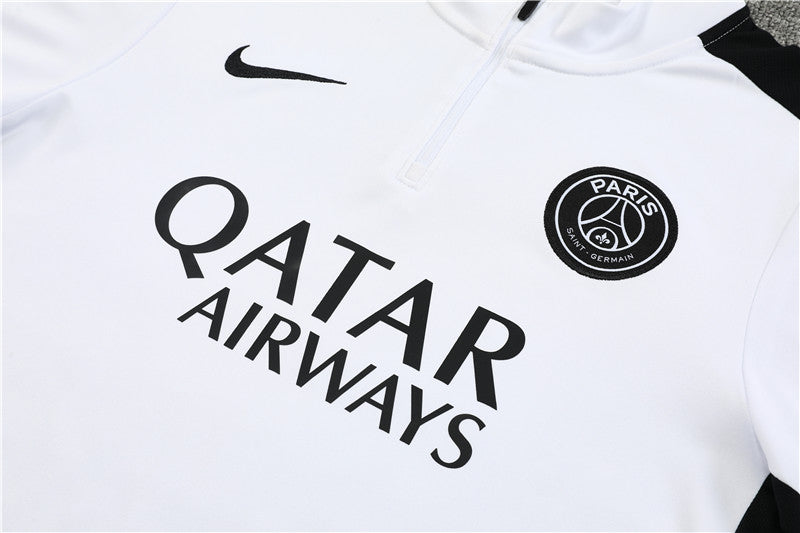 23/24 PSG White And Black 1/4 Zip Tracksuit