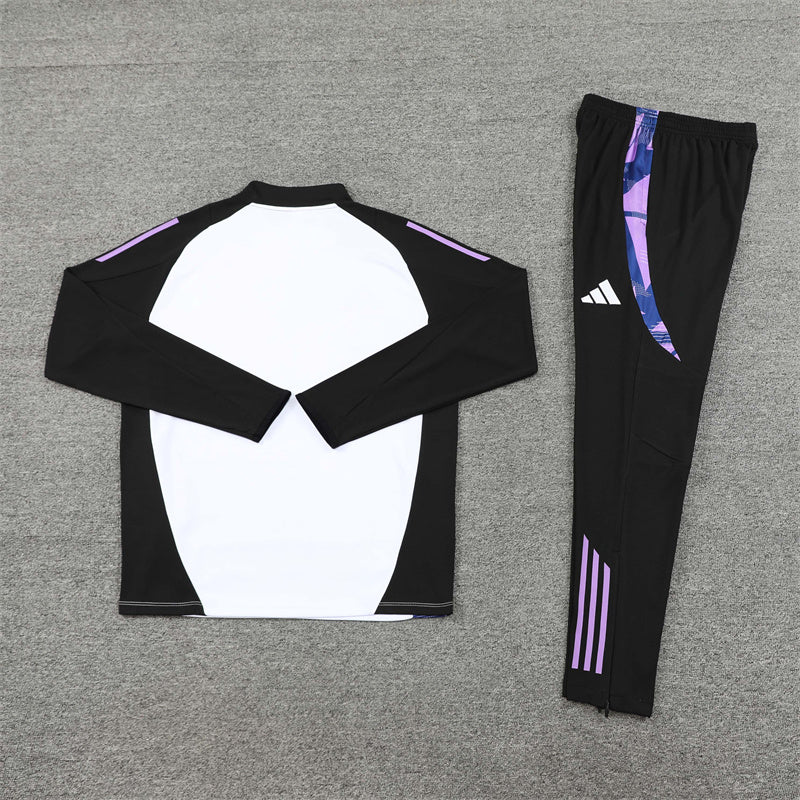 2025 Germany White And Black 1/4 Zip Tracksuit
