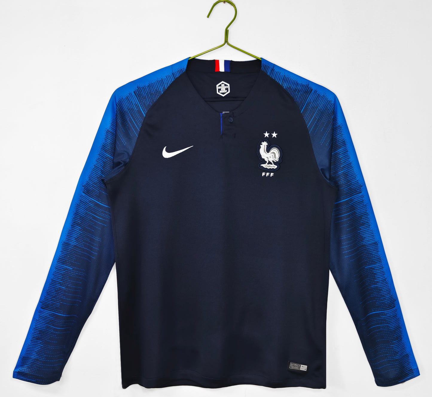2018 France Retro Home Jersey (Long Sleeve)