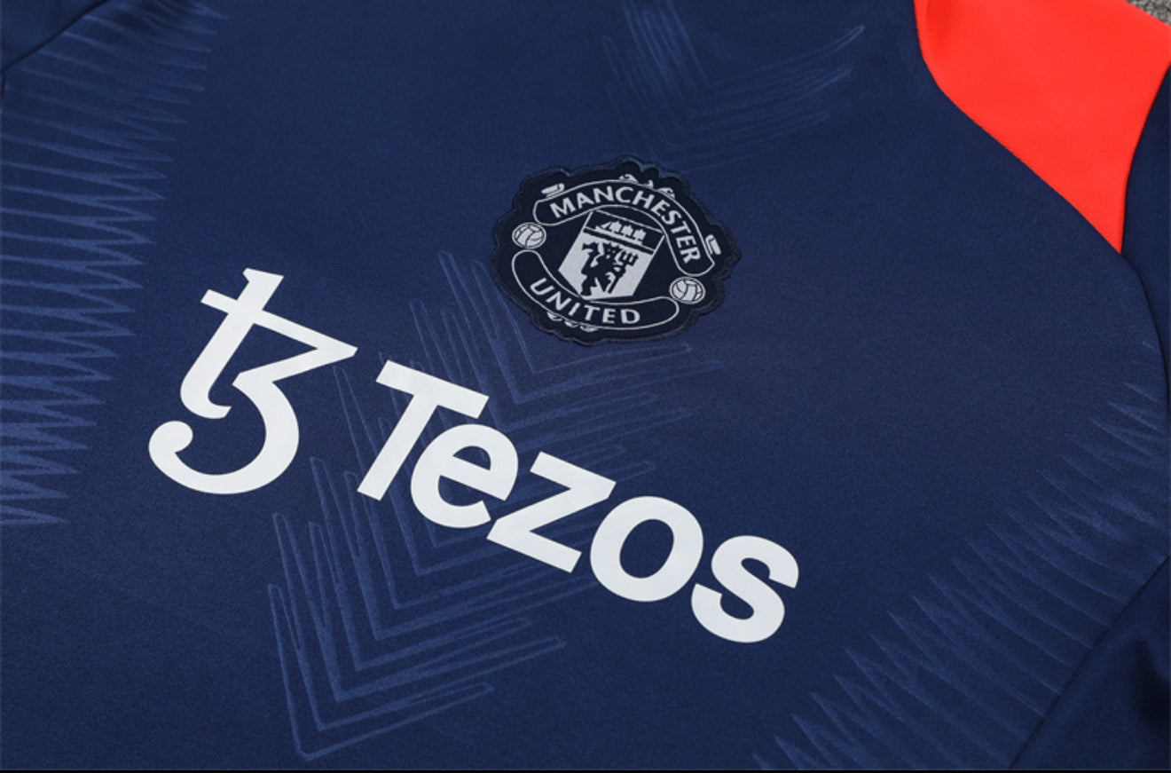 24/25 Manchester United Dark Blue And Orange Tracksuit