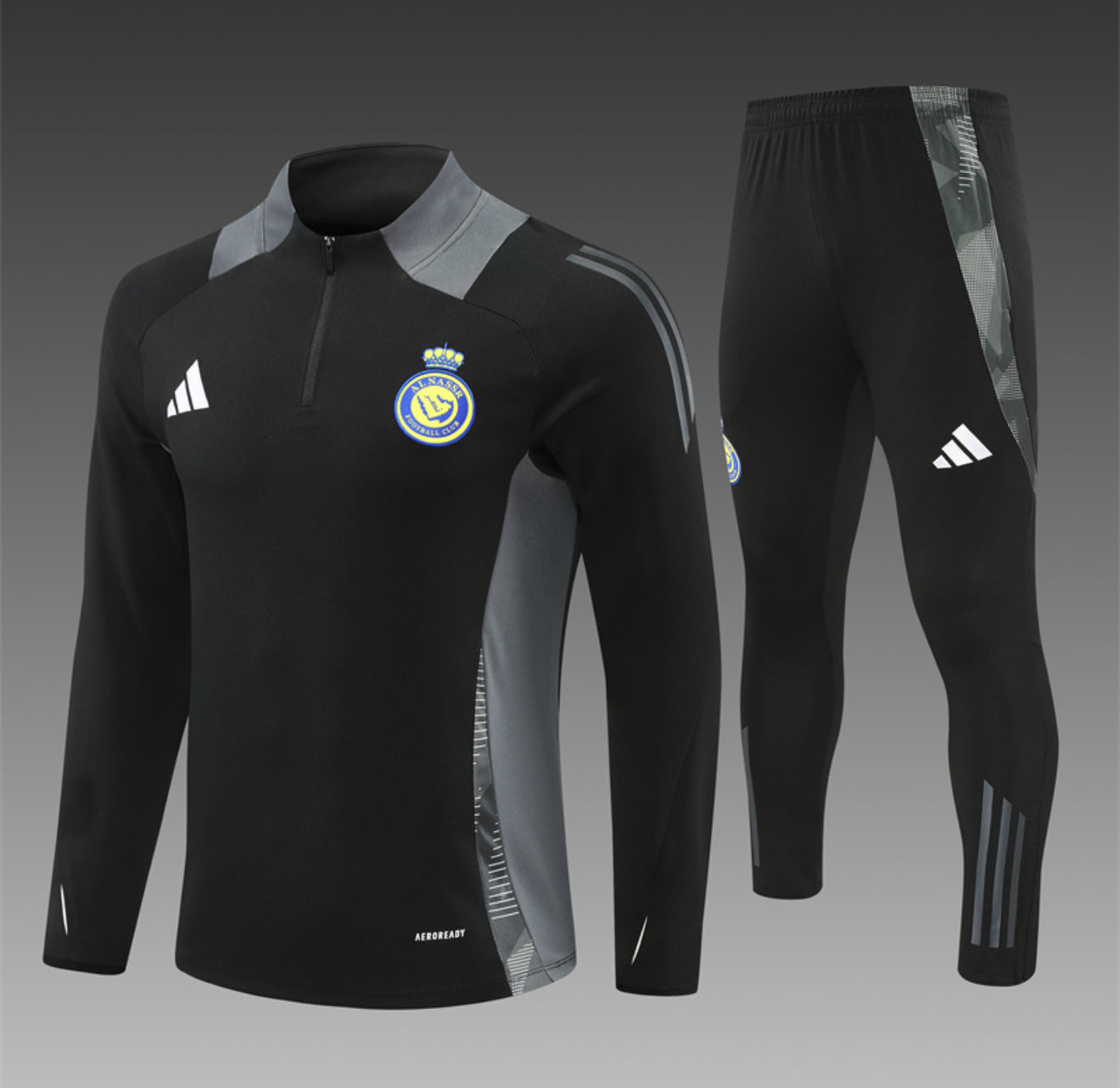 24/25 Al Nassr Black 1/4 Zip Tracksuit