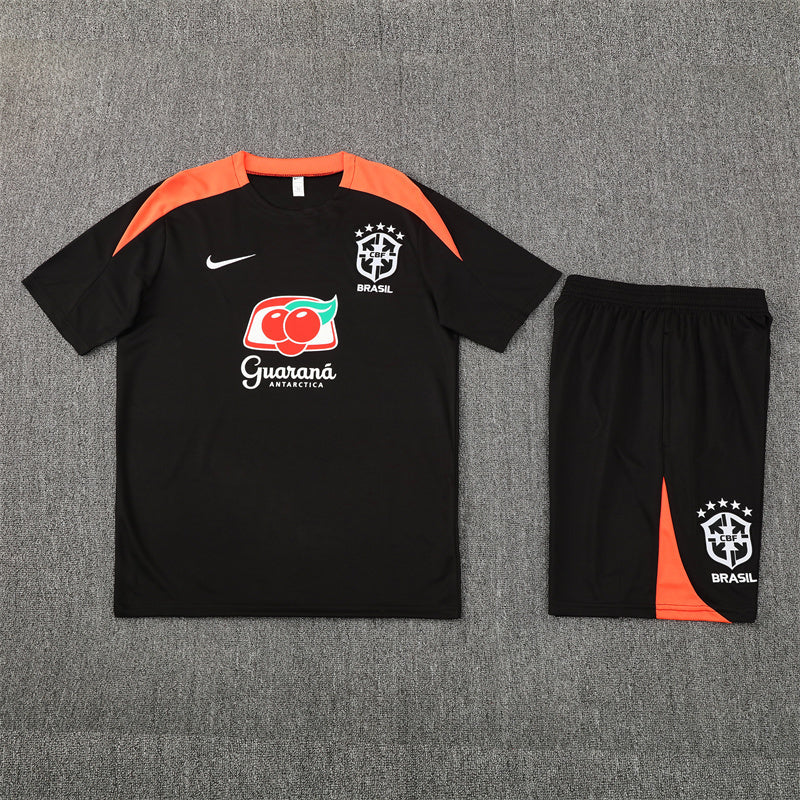 Brazil Black/Orange Shorts Training Set