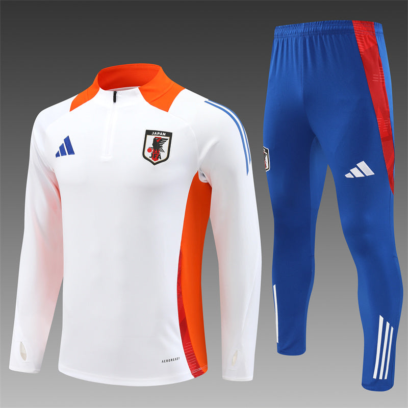 2025 Japan White, Blue And Orange 1/4 Zip Tracksuit