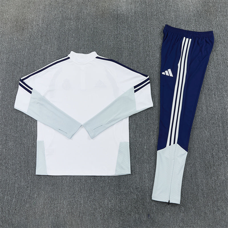 Real Madrid White And Navy 1/4 Zip Tracksuit