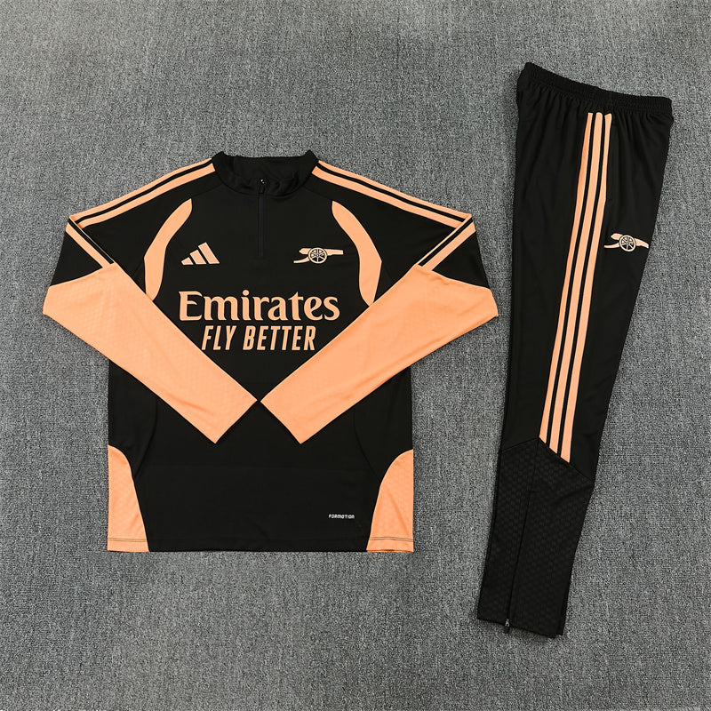 Arsenal Black And Orange 1/4 Zip Tracksuit