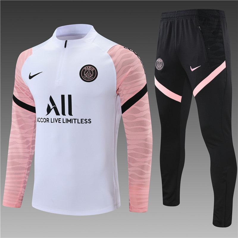 21/22 PSG White And Pink 1/4 Zip Tracksuit