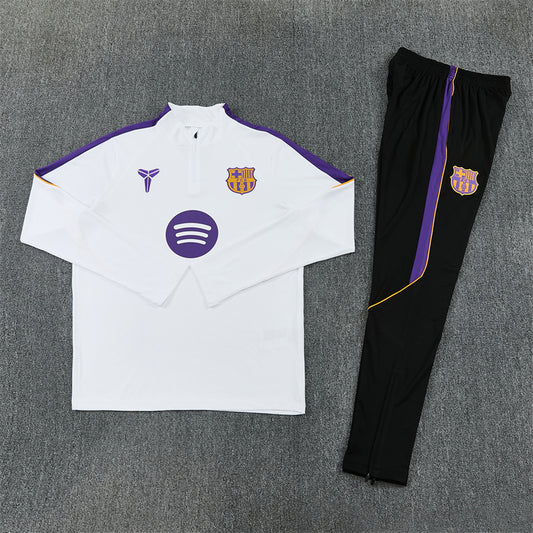 Barcelona x Kobe Bryant White, Purple And Black 1/4 Zip Tracksuit