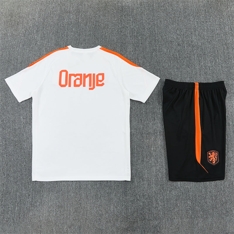 Netherlands White/Orange/Black Shorts Training Set