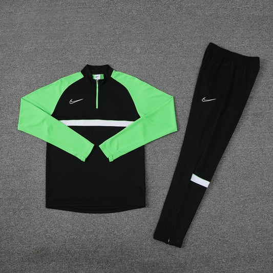 Nike Black And Green 1/4 Zip Dri-Fit Tracksuit
