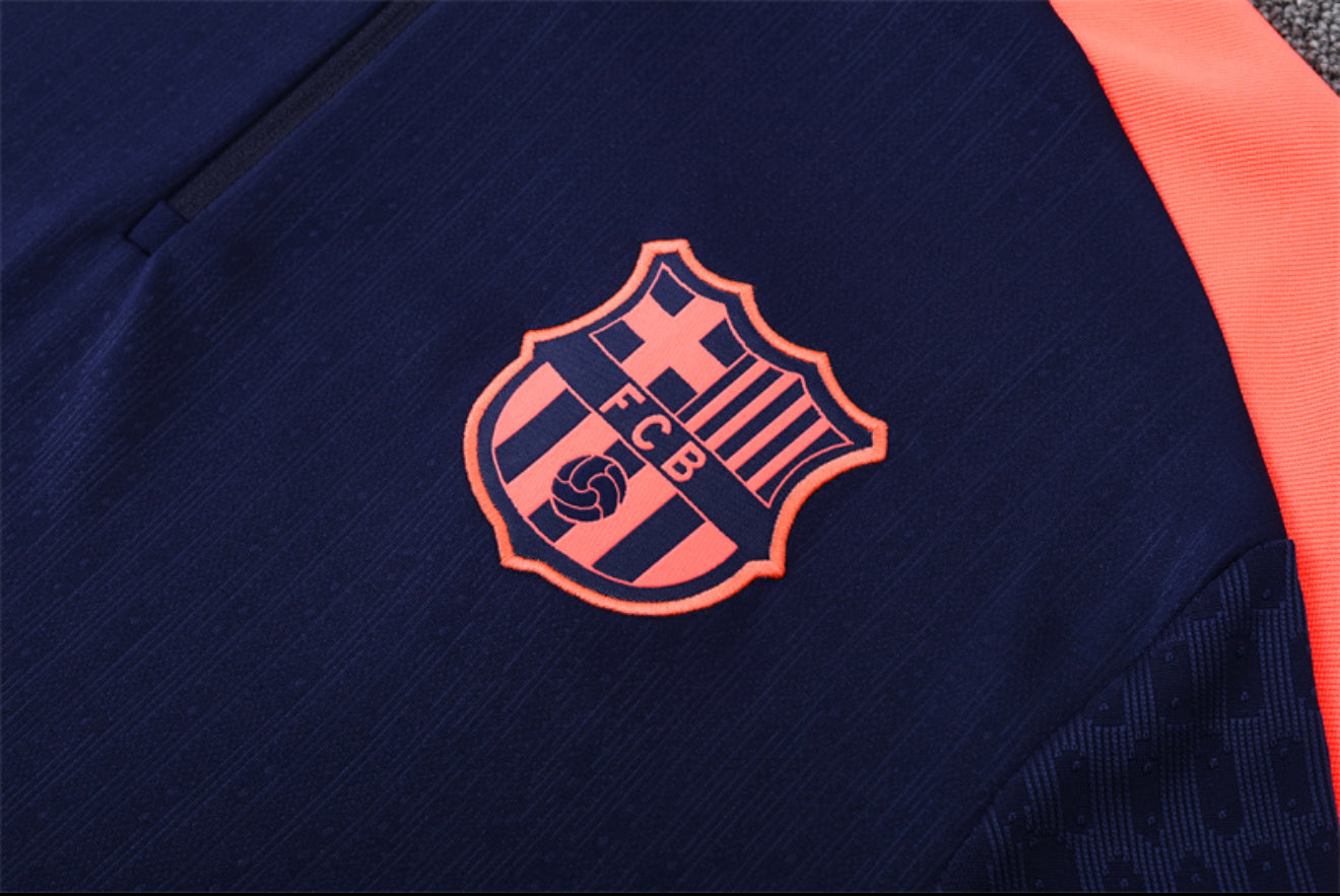 24/25 FC Barcelona Navy And Orange 1/4 Zip Tracksuit
