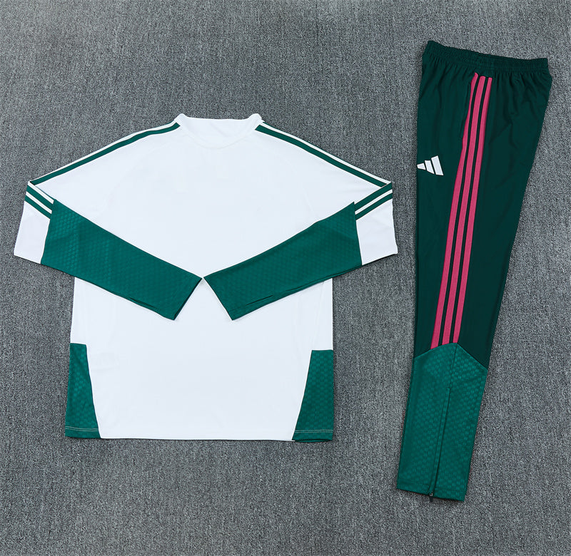 Real Madrid White And Green 1/4 Zip Tracksuit