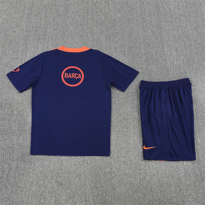 Barcelona T90  Blue/White/Orange Shorts Training Set