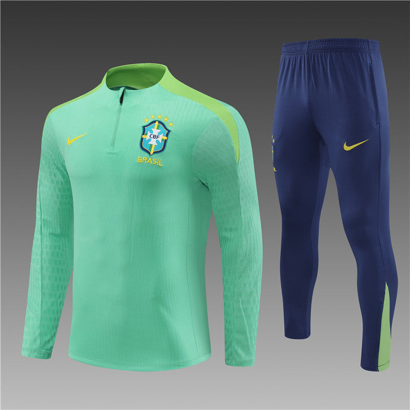 2025 Brazil Green And Blue 1/4 Zip Tracksuit