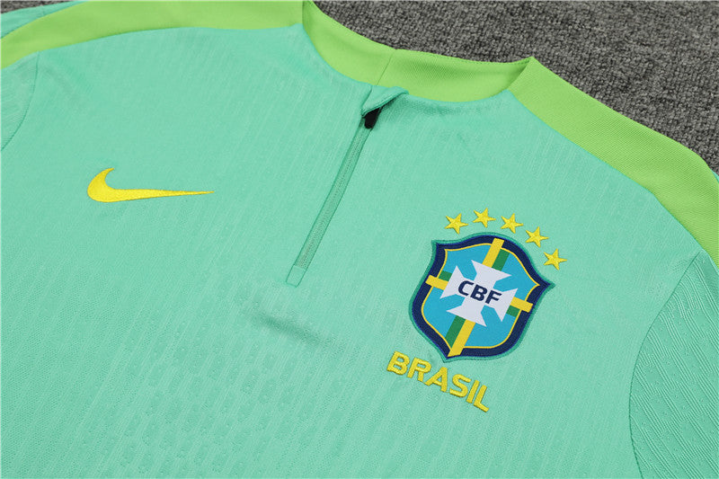 2025 Brazil Green And Blue 1/4 Zip Tracksuit