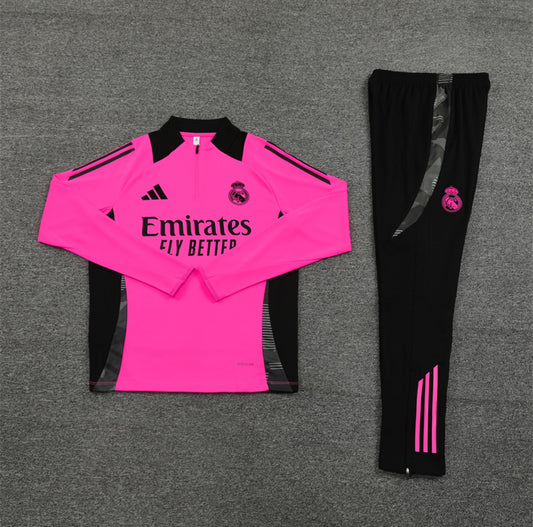24/25 Real Madrid Pink 1/4 Zip Tracksuit