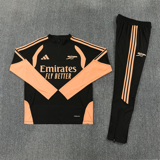 26/27 Arsenal Black And Orange 1/4 Zip Tracksuit