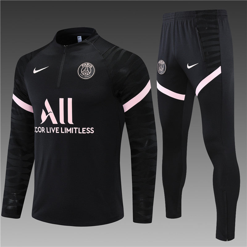 21/22 PSG Black and Pink 1/4 Zip Tracksuit