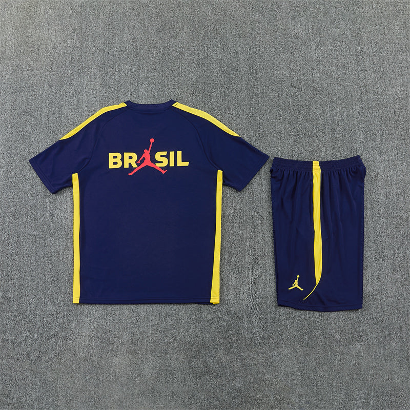 Brazil x Jordan Dark Blue/Yellow Shorts Training Set