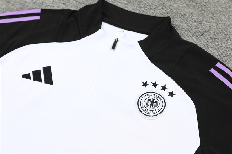 2025 Germany White And Black 1/4 Zip Tracksuit