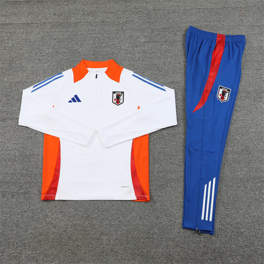 2025 Japan White, Blue And Orange 1/4 Zip Tracksuit