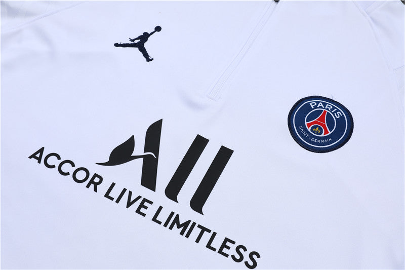 21/22 Jordan x PSG White And Navy 1/4 Zip Tracksuit