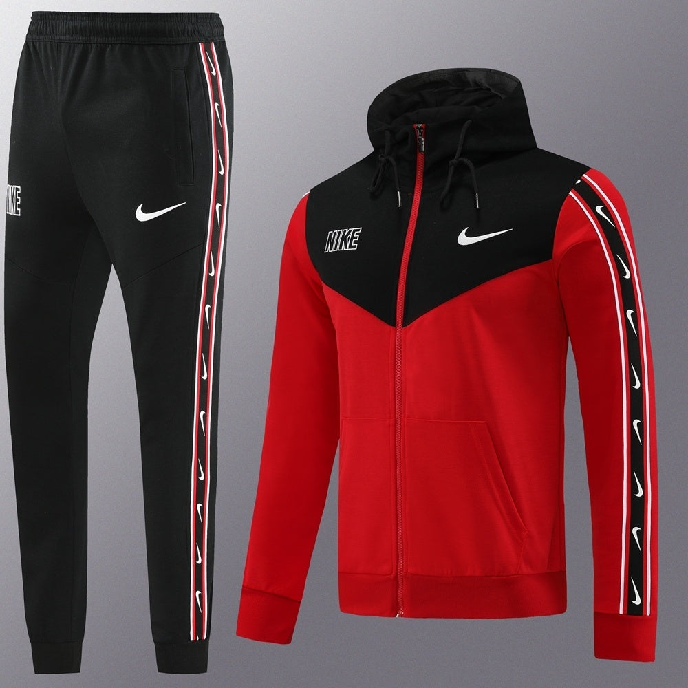 Nike Repeat Red And Black Hooded Tracksuit