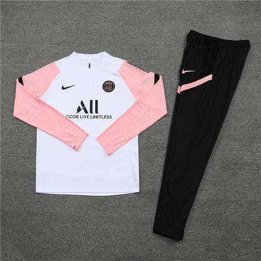 21/22 PSG White And Pink 1/4 Zip Tracksuit