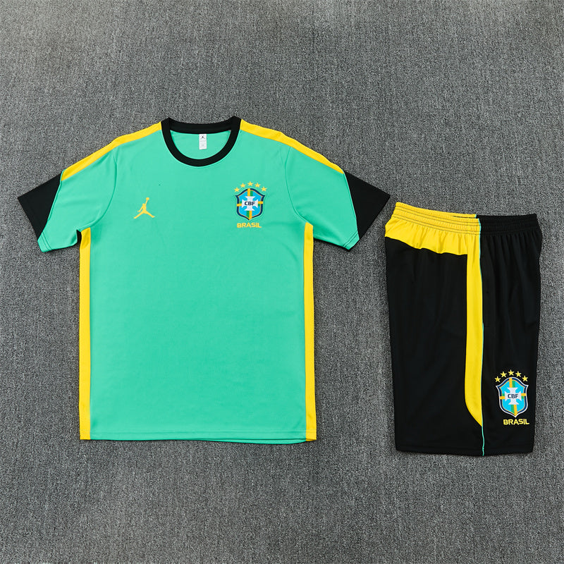 Brazil x Jordan Green/Yellow/Black Shorts Training Set