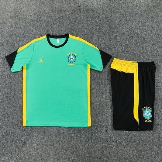 Brazil x Jordan Green/Yellow/Black Shorts Training Set