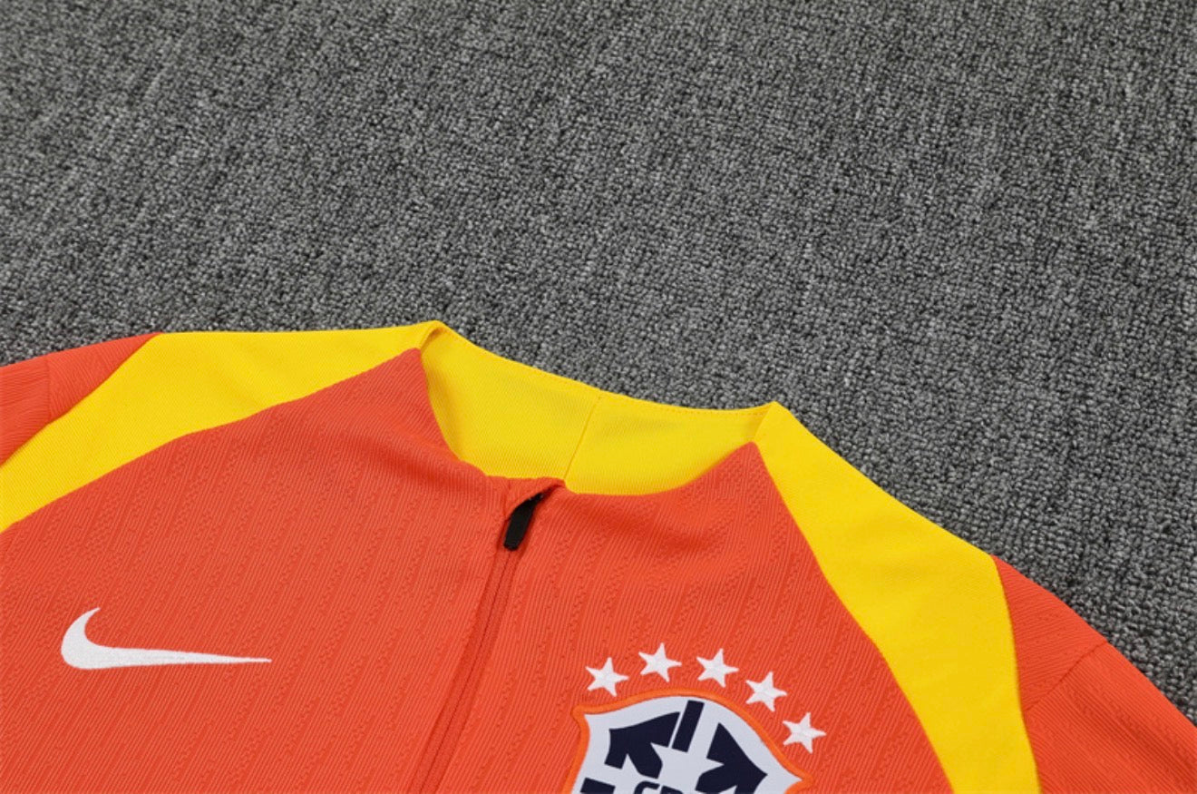 2025 Brazil Orange 1/4 Zip Tracksuit