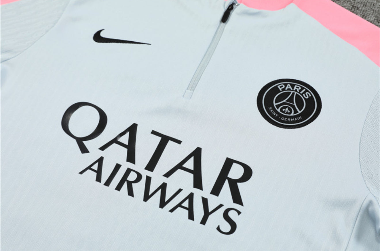24/25 PSG Grey, Pink And Black 1/4 Zip Tracksuit