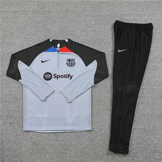 22/23 FC Barcelona Grey, Red And Blue 1/4 Zip Tracksuit