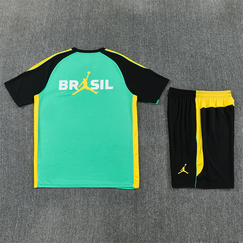 Brazil x Jordan Green/Yellow/Black Shorts Training Set
