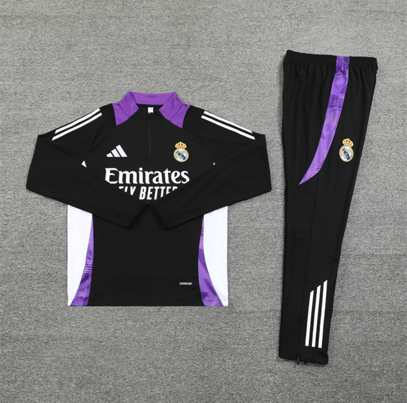 24/25 Real Madrid Black And Purple 1/4 Zip Tracksuit
