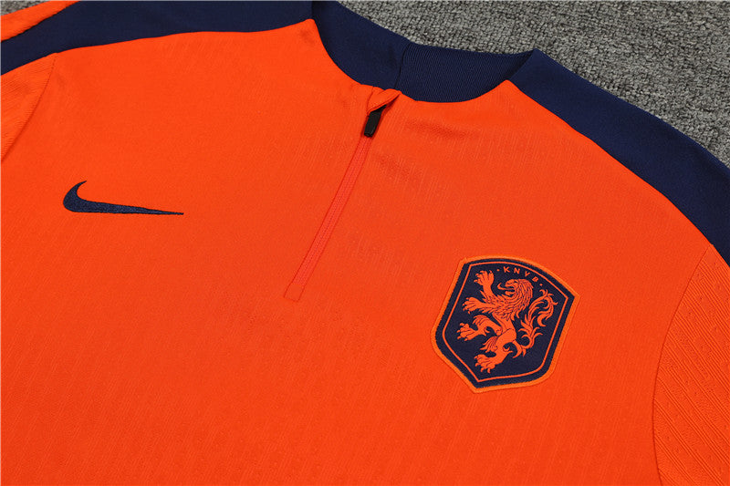 2025 Netherlands Orange And Blue 1/4 Zip Tracksuit