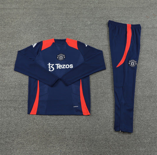 24/25 Manchester United Dark Blue And Orange Tracksuit