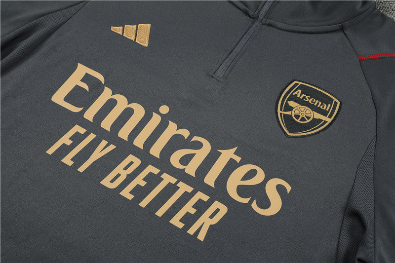 23/24 Arsenal FC Dark Grey And Gold 1/4 Zip Tracksuit