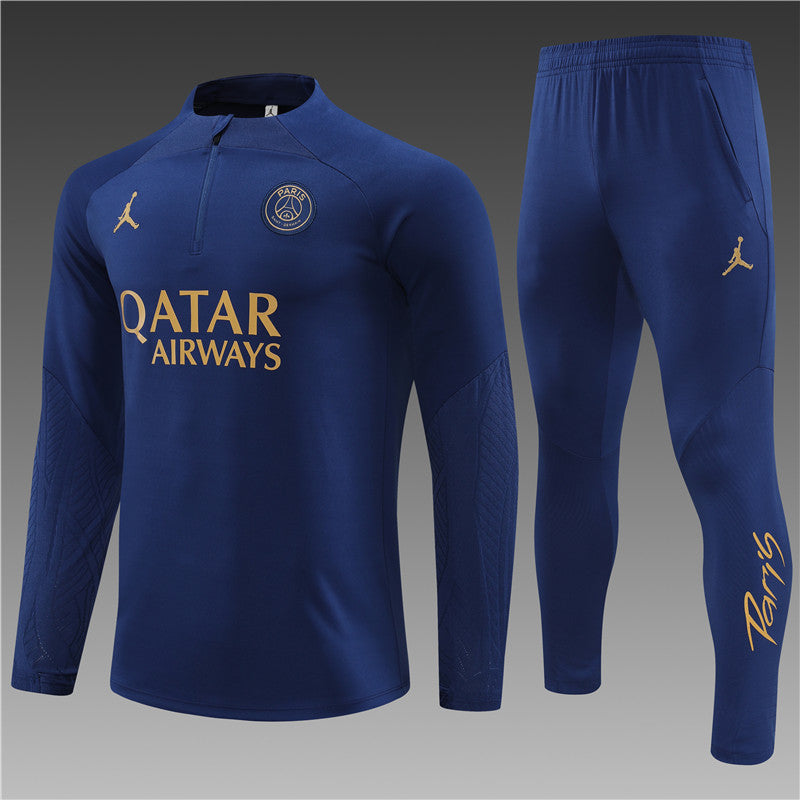 23/24 Jordan x PSG Dark Blue 1/4 Zip Tracksuit