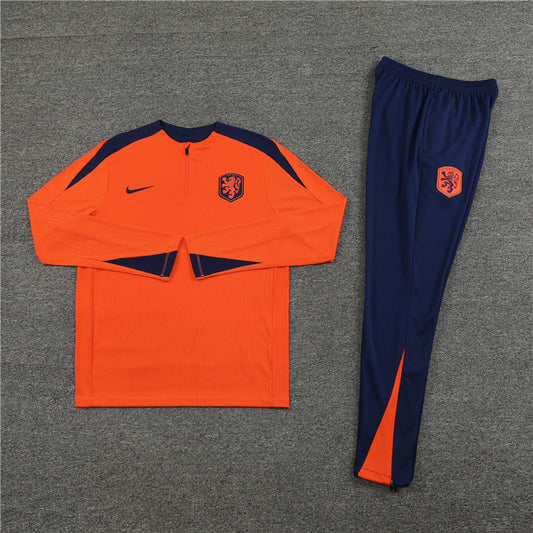 2025 Netherlands Orange And Blue 1/4 Zip Tracksuit