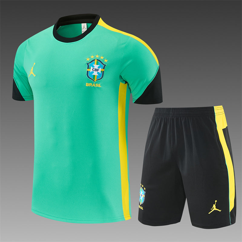 Brazil x Jordan Green/Yellow/Black Shorts Training Set