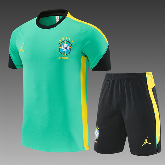 Brazil x Jordan Green/Yellow/Black Shorts Training Set
