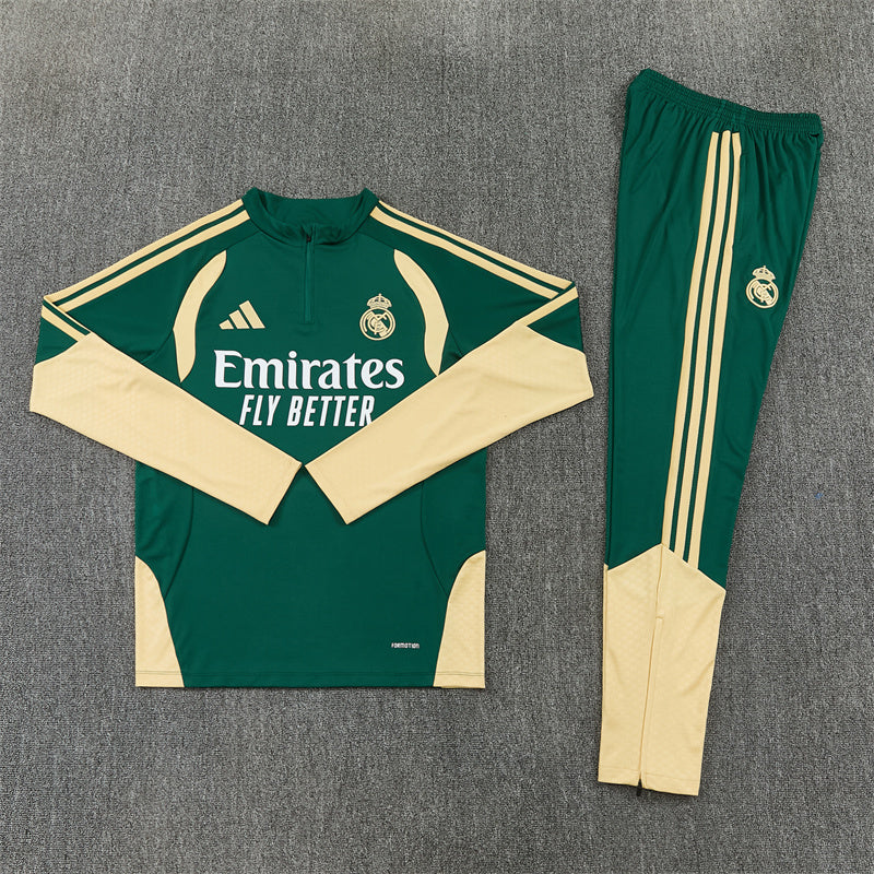 Real Madrid Green And Gold 1/4 Zip Tracksuit