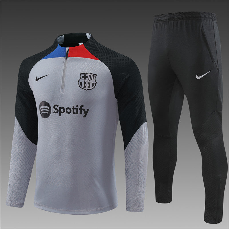 22/23 FC Barcelona Grey, Red And Blue 1/4 Zip Tracksuit