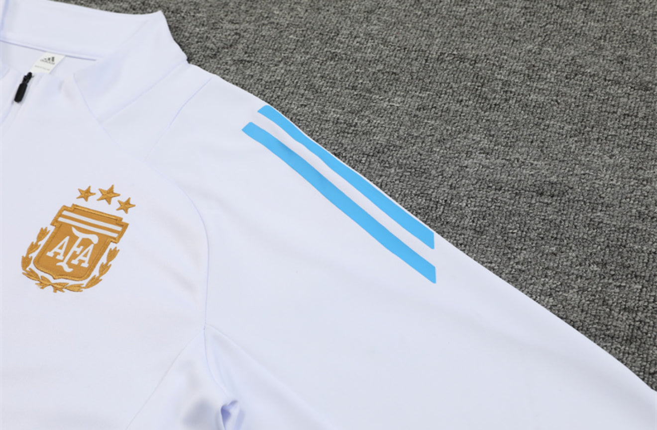 2025 Argentina White And Black 1/4 Zip Tracksuit